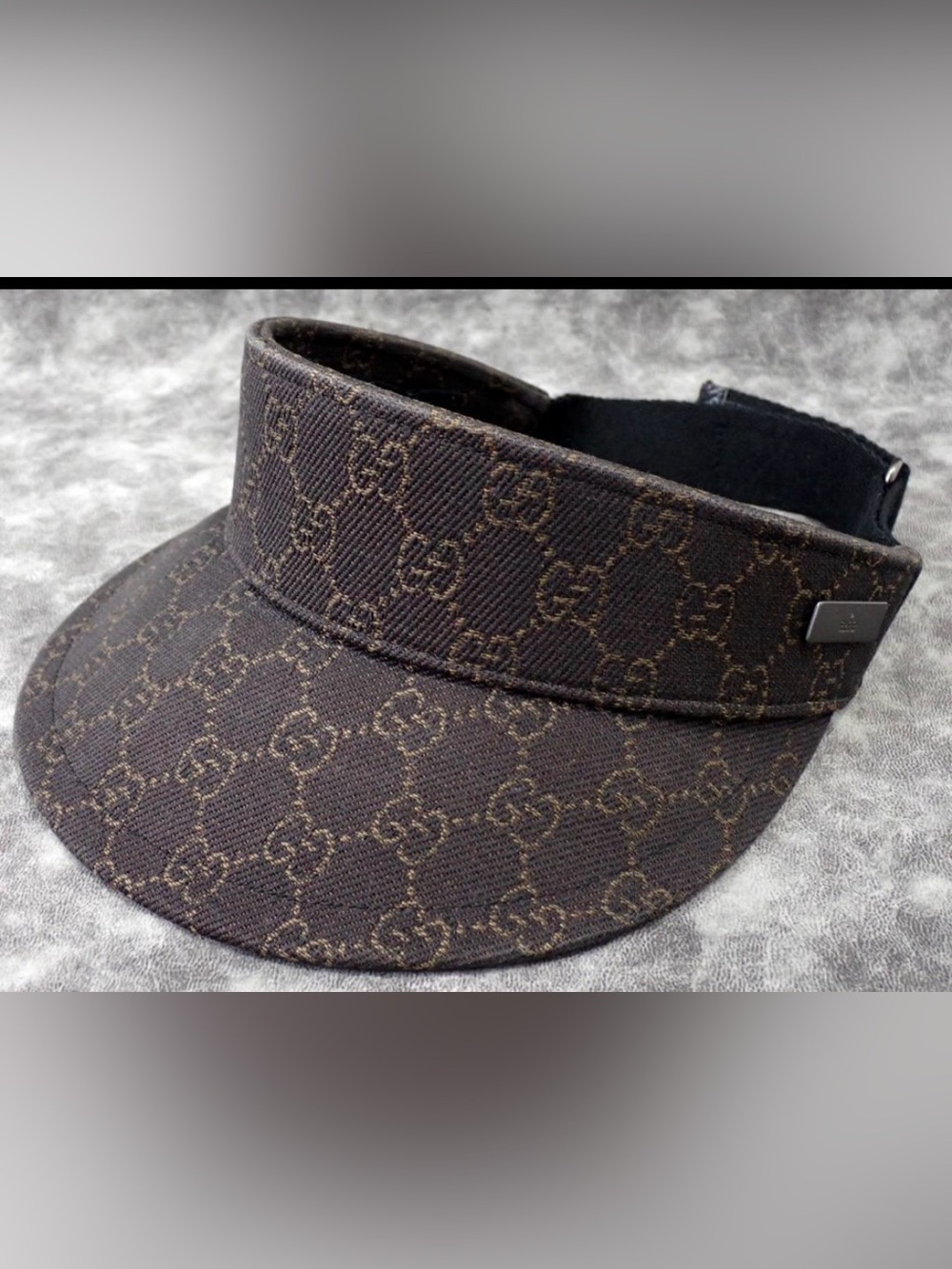 Gucci Brown Monogram Visor with Tan GG Pattern